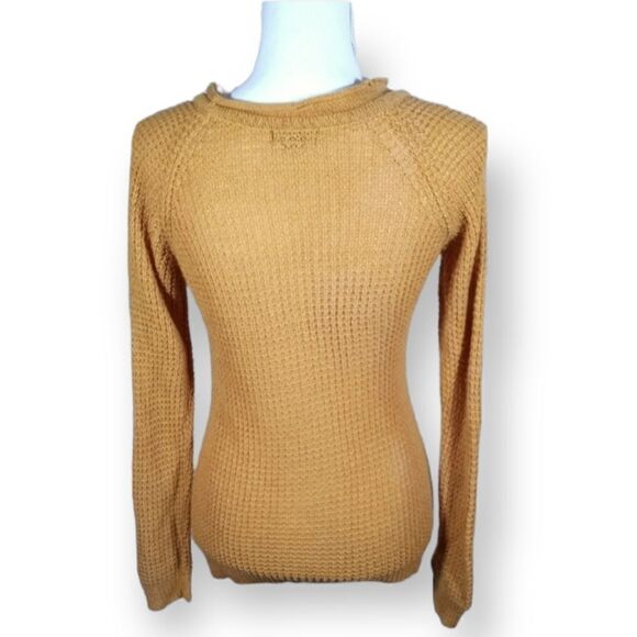 AMBIANCE APPAREL MUSTARD YELLOW   WAFFLE KNIT SWEATER SZ.S EUC - Picture 3 of 6